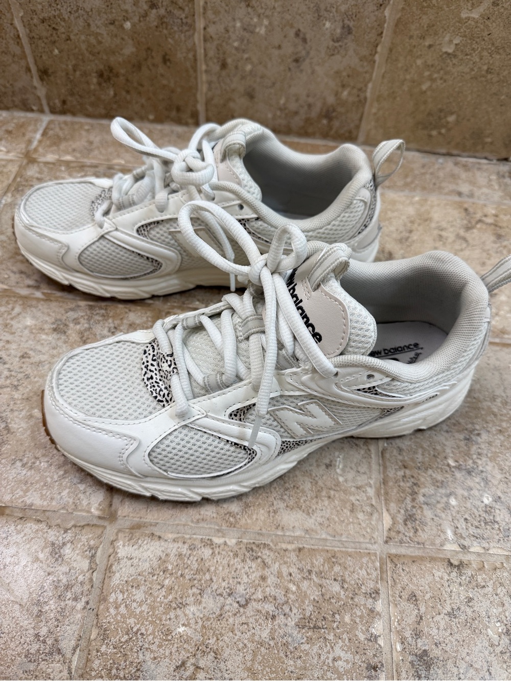New Balance Kids White and Light Gray Athletic Sneakers